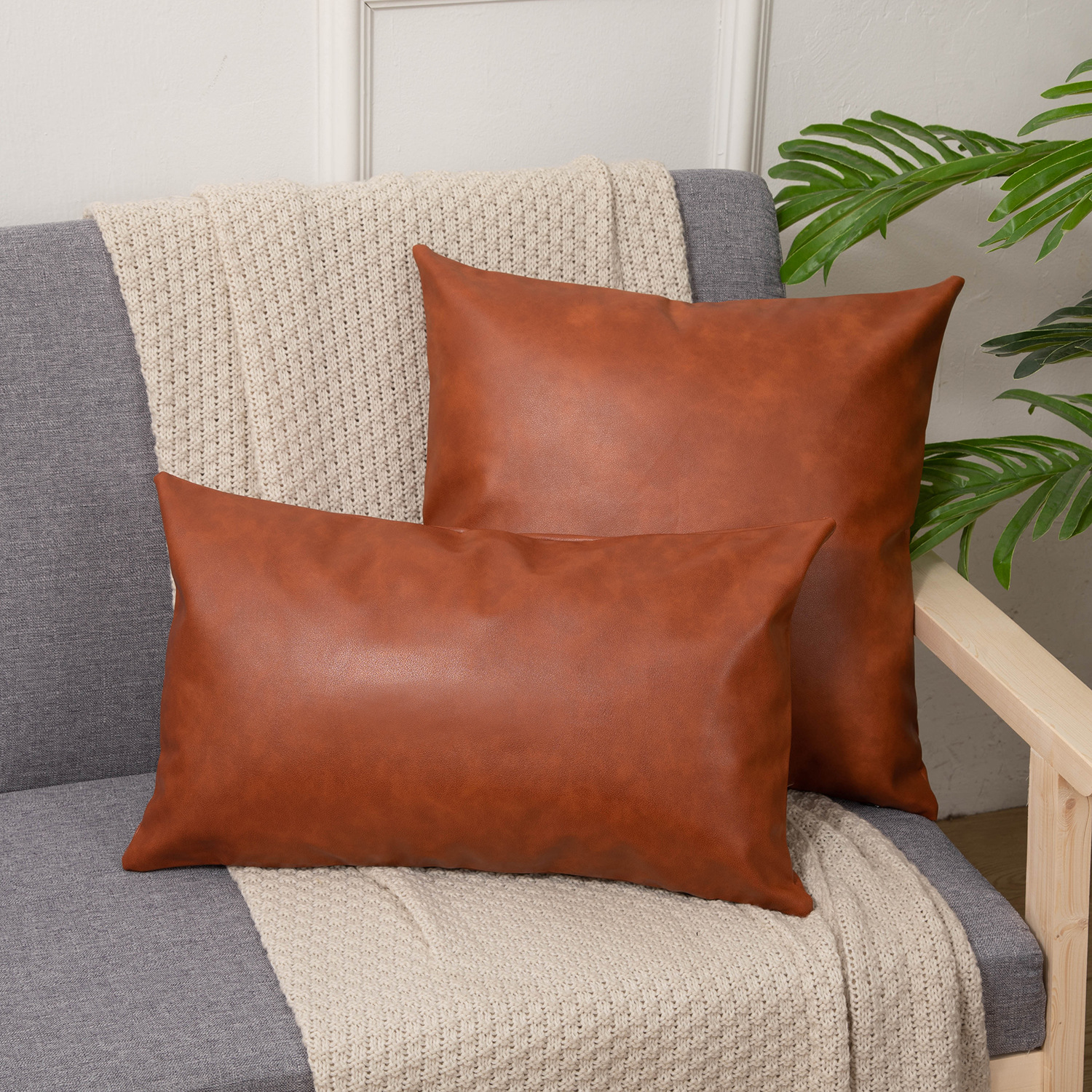 Amazon Pillowcase Leather Cushion Sofa Cushion Lumbar Support Pillow Office Pillow Cross-Border Hotel Throw Pillow Cover Foreign Trade Wholesale