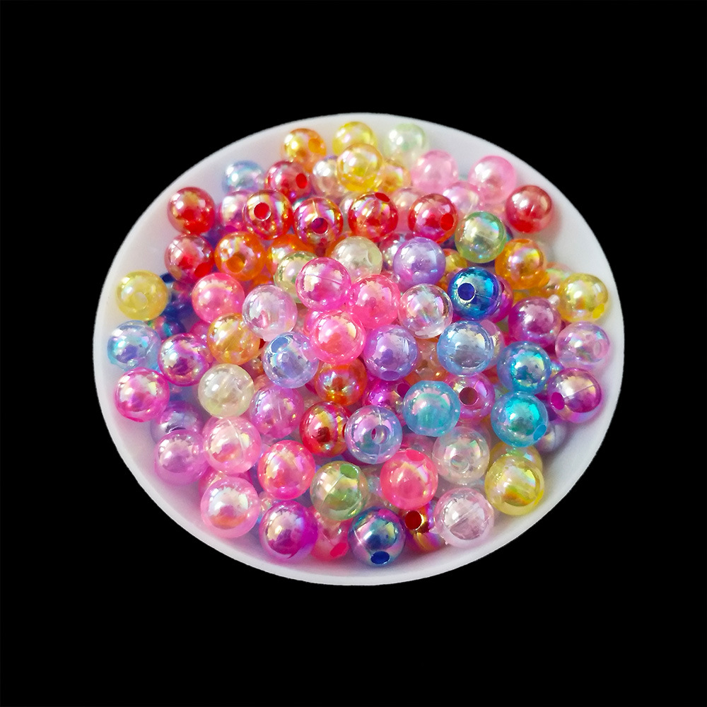 七彩珍珠通孔ab彩带孔整圆珍珠abs仿珍珠散珠手工diy材料饰品配件