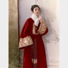 2023新中式双面羊绒红色大衣毛呢外套敬酒服新娘结婚便装订婚礼服