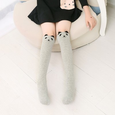 女童袜子精棉儿童长筒袜可爱小女孩高筒袜过膝春秋卡通提花袜洋气