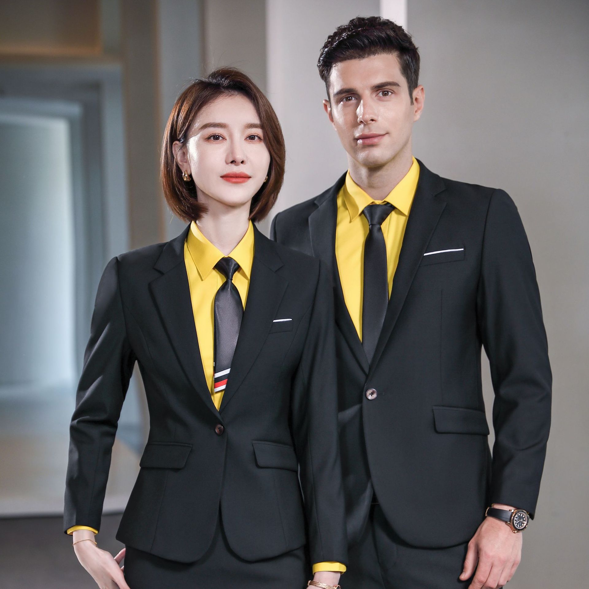 职业套装女西装工作服男女同款职业装工装西服外套教师面试正装女