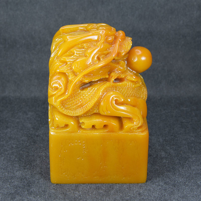 8cm田黄石石材龙印秦始皇传国玉玺印章摆件 龙头乾隆仿古大印篆刻