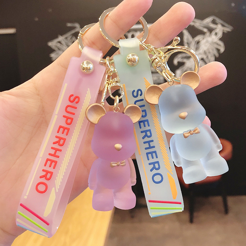 Crystal Bow Tie Bear Cute Female Keychain Creative Couple Key Chain Automobile Hanging Ornament Cartoon Cute School Bag Hanging Ornaments