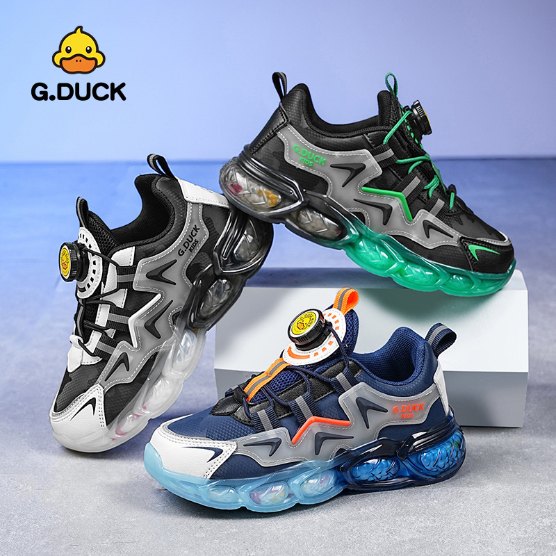 duck 儿童皮面运动鞋春秋男童卡通休闲鞋实体