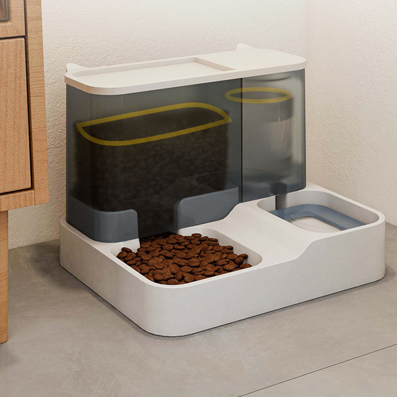 Cat Automatic Pet Feeder Water Dispenser Large Capacity Cat Bowl Integrated Flowing Water Mouth Wet-Proof Dog Drinking Pet Supplies