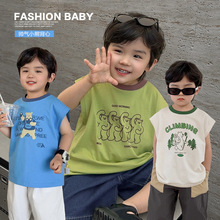 男童小熊背心无袖T恤夏装夏新款婴儿童装宝宝小童夏季上衣潮X4310
