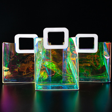 厂家定制pvc镭射手提袋塑料礼品袋化妆品包装袋定做网红购物袋