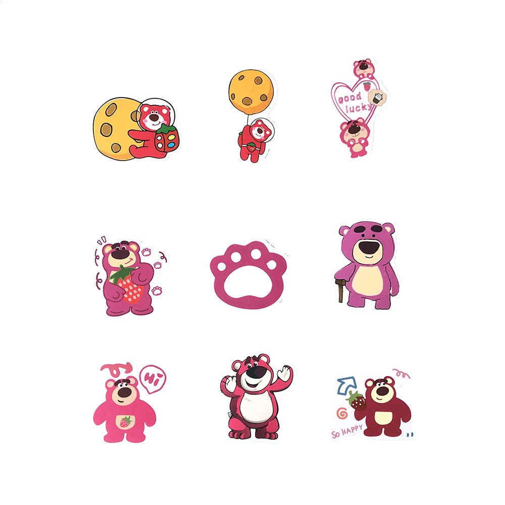 50张新款草莓熊可组合贴纸哑膜卡通涂鸦可爱图案笔记行李箱车贴