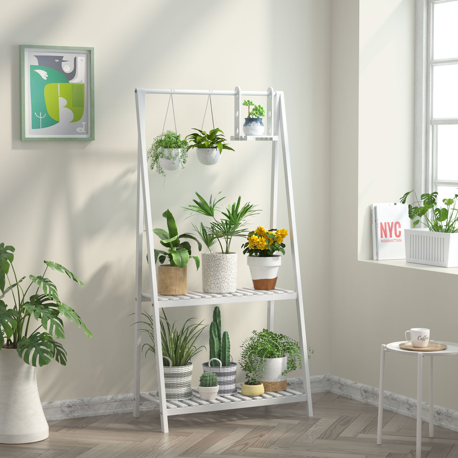 花架批发 花架子多层 阳台花架置物架木架室内户外实木花架落地