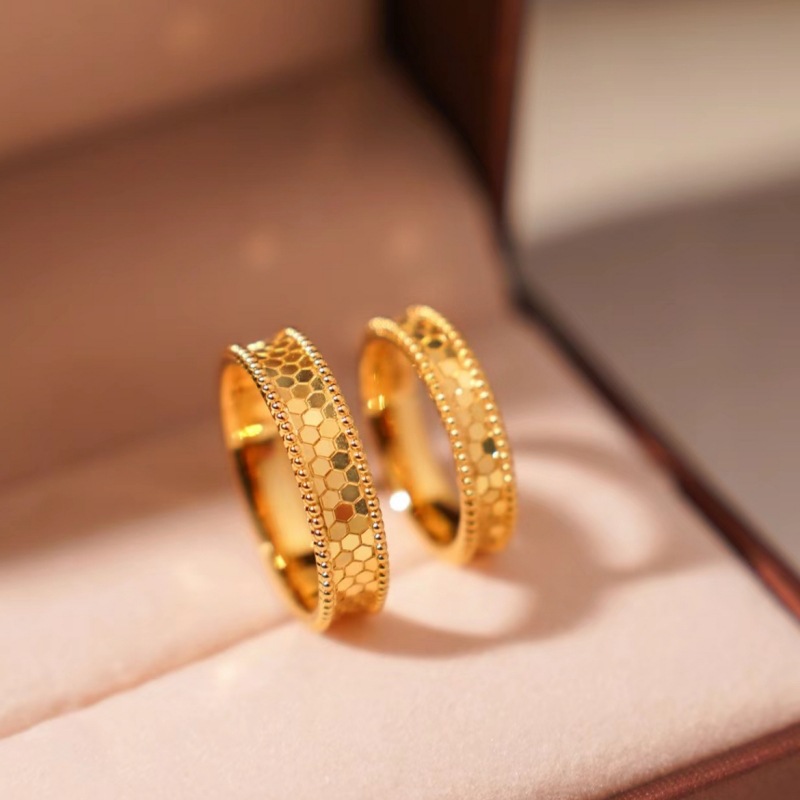 18k金龙鳞戒指不脱模au750彩金指环手饰女气质对戒高级感水贝批发