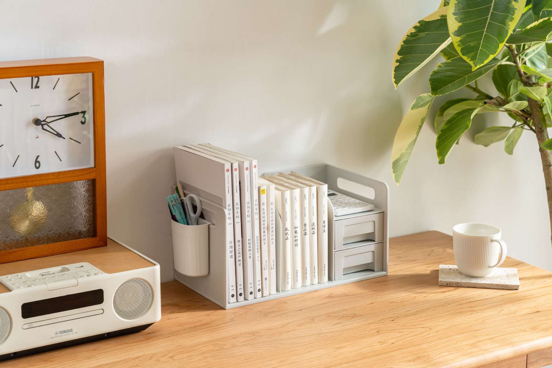 丽禾桌面功能书架置物架收纳架办公抽屉式档案架文件架创意书立