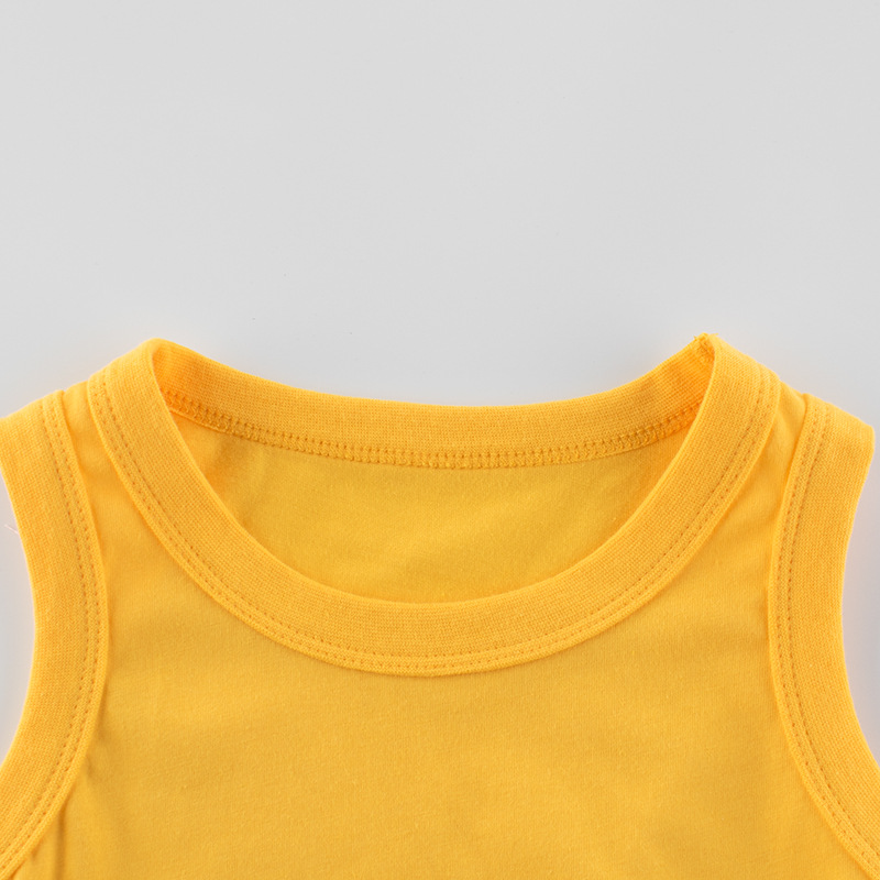 27kids Korean Style Children's Clothing New 2024 Children's Solid Color Vest Summer Advertising Shirt No Pattern Children's Clothes