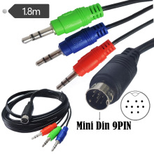 迷你DIN 9P连接线MINI DIN 9pi转3*DC3.5mm 红绿蓝音频线mini din