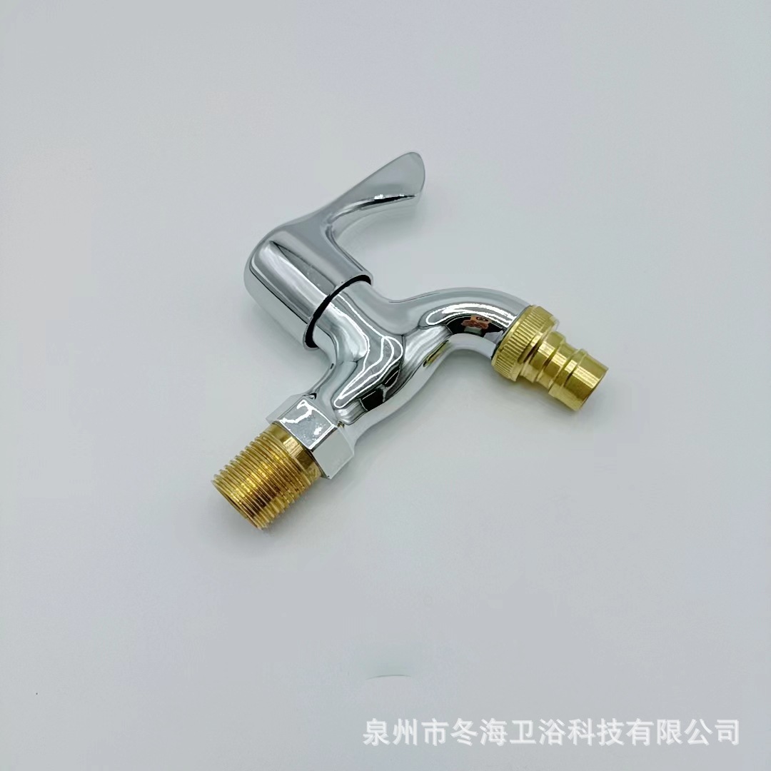 Factory Direct Supply Electroplating Plastic Core Copper Steel Tooth Steel Nozzle Balcony Mop Pool 4 Points Water Inlet Quick Open Single Cold Faucet Water Tap