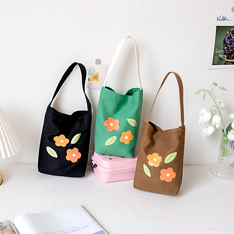 2021 Summer Portable Canvas Bag Female Korean Student Kettle Bag Milk Tea Bag Fashion Mobile Phone Handbag Small Cloth Bag