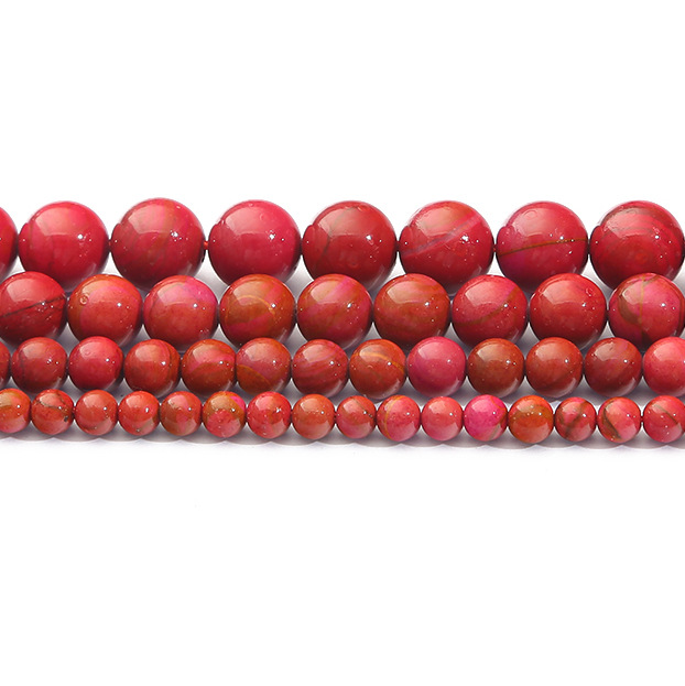 天然加色红金石圆珠石手串 手链 项链diy手工 配件材料