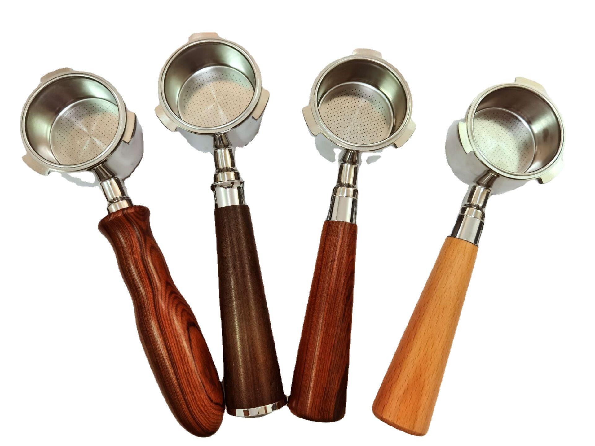 咖啡具套装意式咖啡机手柄51mm三耳不锈钢无底家用德龙咖啡机手柄