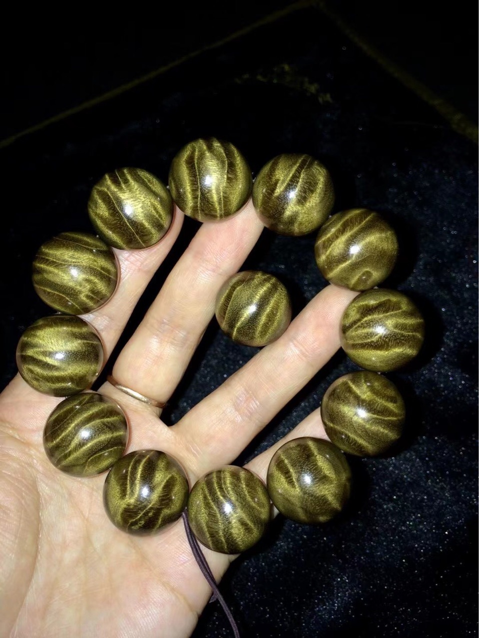 精美闪电龙胆纹阴沉木佛珠千年乌木手串金丝楠木佛珠送礼