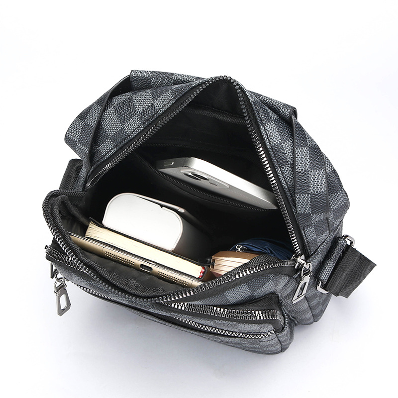 Men's Shoulder Bag Messenger Bag Vintage Printed Waterproof Pu Casual Business Commute Vertical Tote