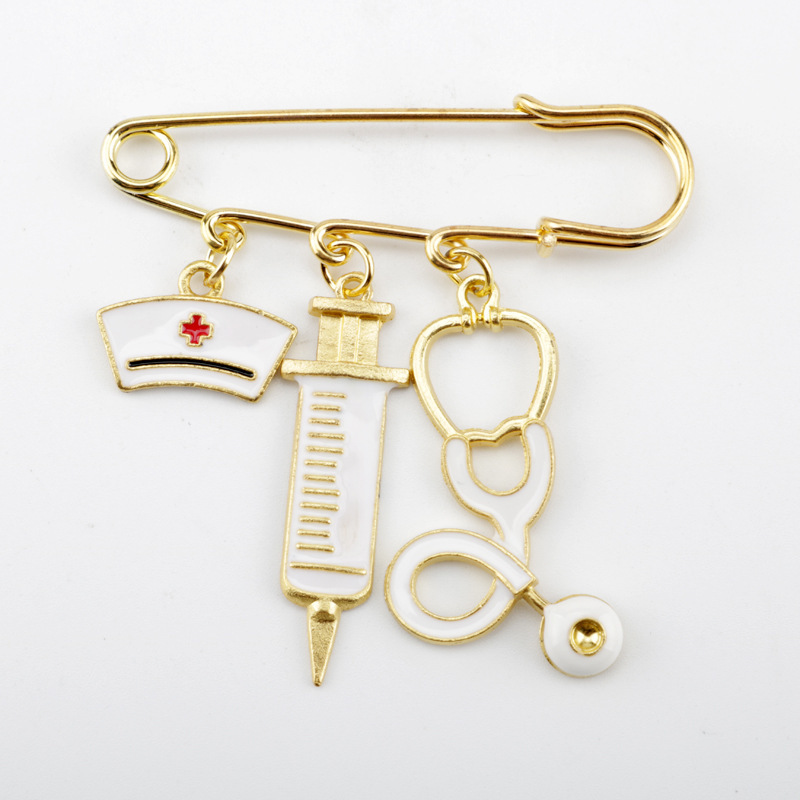 新款 个性创意注射器 针筒 护士帽 听诊器别针胸针 现货 代发