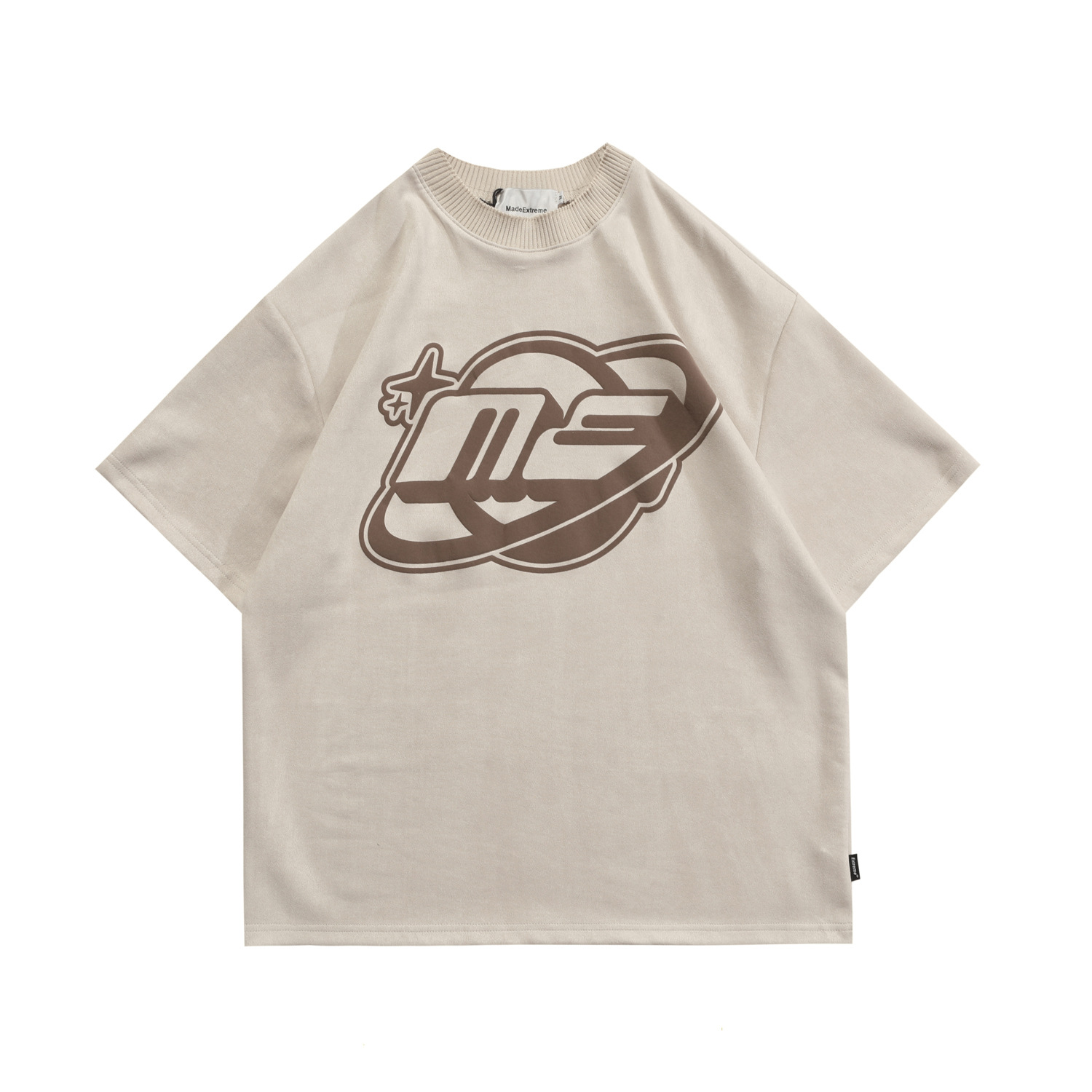 blackair官方店 发泡印新品短袖女街头ins麂皮绒宽松t恤内搭打底