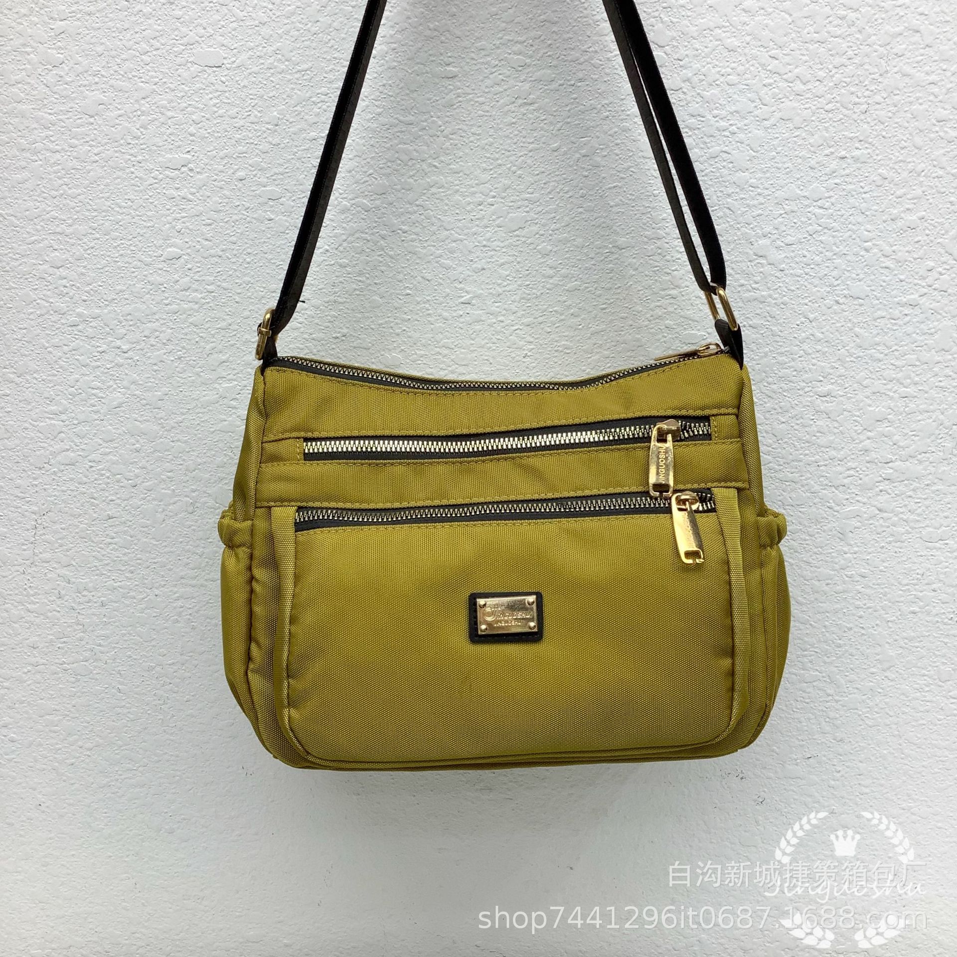 Golden Fruit Tree 2023 Summer New Washed Cloth Shoulder Bag Fashion All-Match Small Square Bag Large Capacity Crossbody Women's Bag Fashion