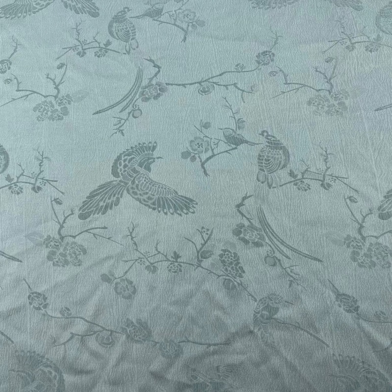 仿醋酸喜鹊提花布料 鸟语花香 古风汉服旗袍时尚女装上衣面料现货