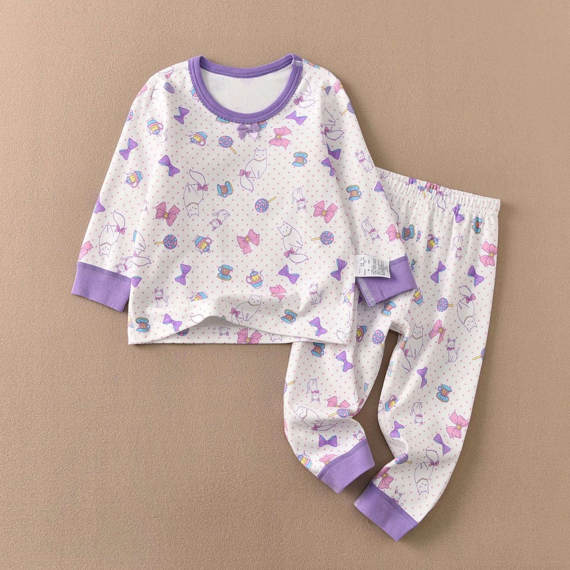 分销代发松优西松屋出口日本家居服套装磨毛舒绒儿童印花睡衣长袖