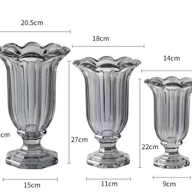 American Retro Thickened Eight Pieces Crystal Glass Lantern Vase Home Living Room Dining Table Hotel Flower Arrangement Decorative Ornament