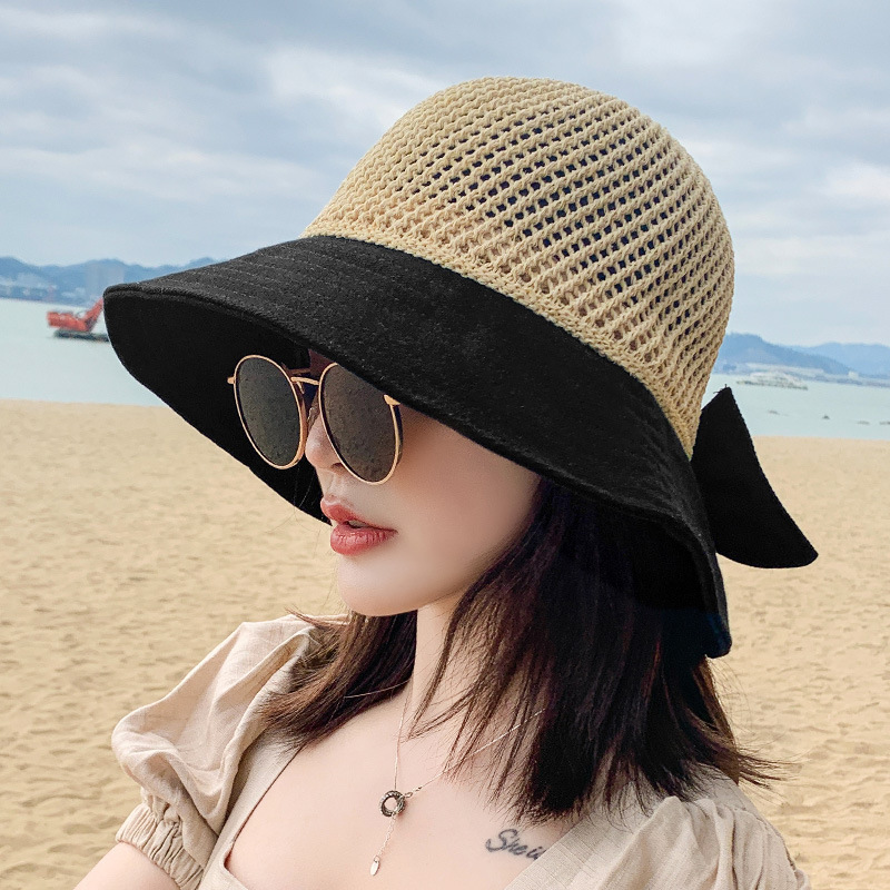 Hat Women's Summer Sun-Proof Sun-Proof Straw Hat Hollow-out Fashion Cool Korean Style Trendy All-Match Sun Hat Travel Fisherman Hat