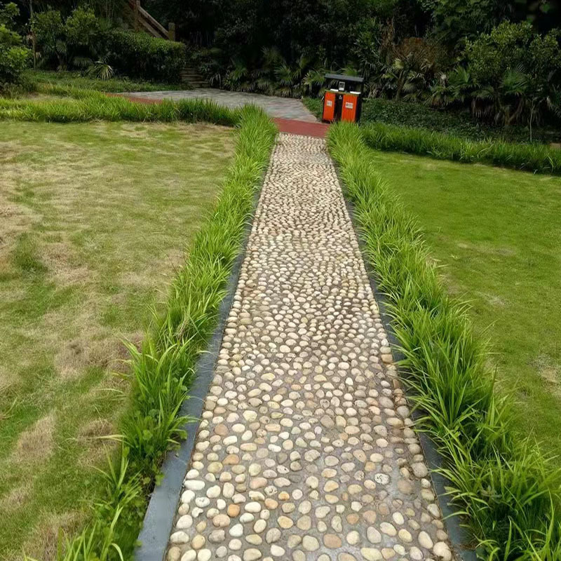 批发鹅卵石 机制抛光五彩雨花石 园林造景铺路黑白鹅卵石河卵石