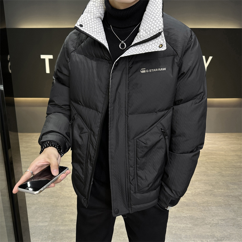 50%绒 男士冬季立领羽绒服 6812 黑色蓝色白色 3色-阿里巴巴