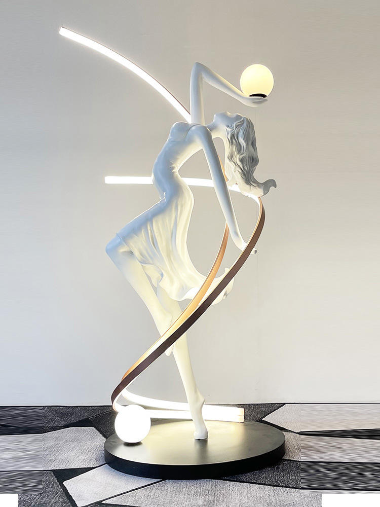 创意人形艺术雕塑落地灯设计师商场会所售楼部舞蹈女神摆件立灯
