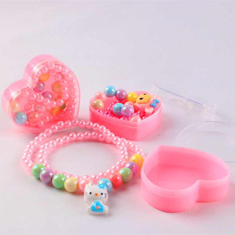 Children's Ornaments Cartoon Peach Heart Stud Earring Ring Grip Beaded Necklace Jewelry Yiwu Two Yuan Store Barrettes Supply