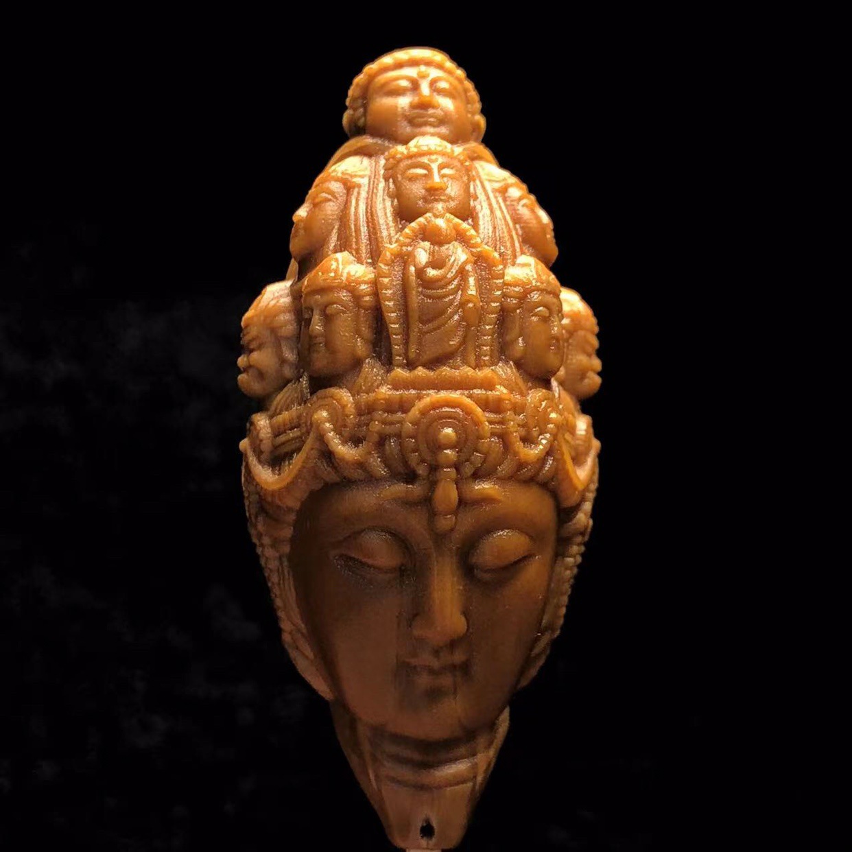 苏州橄榄核雕刻十面佛观音单籽手把件手串项链吊坠挂件文玩头像手