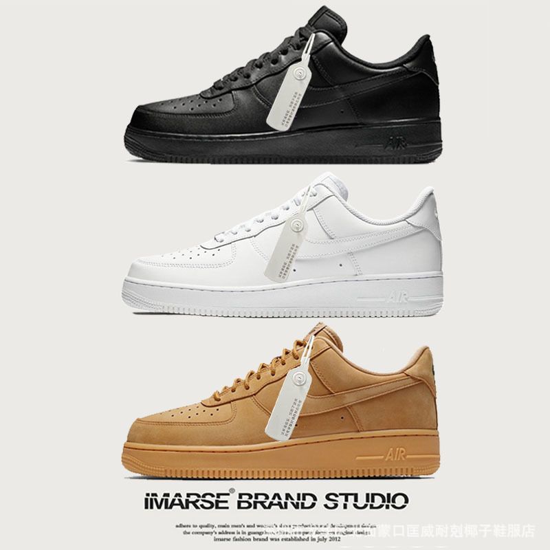 aj纯原空军一号休闲男款小麦色黑武士女板鞋牛皮鞋低帮情侣板鞋