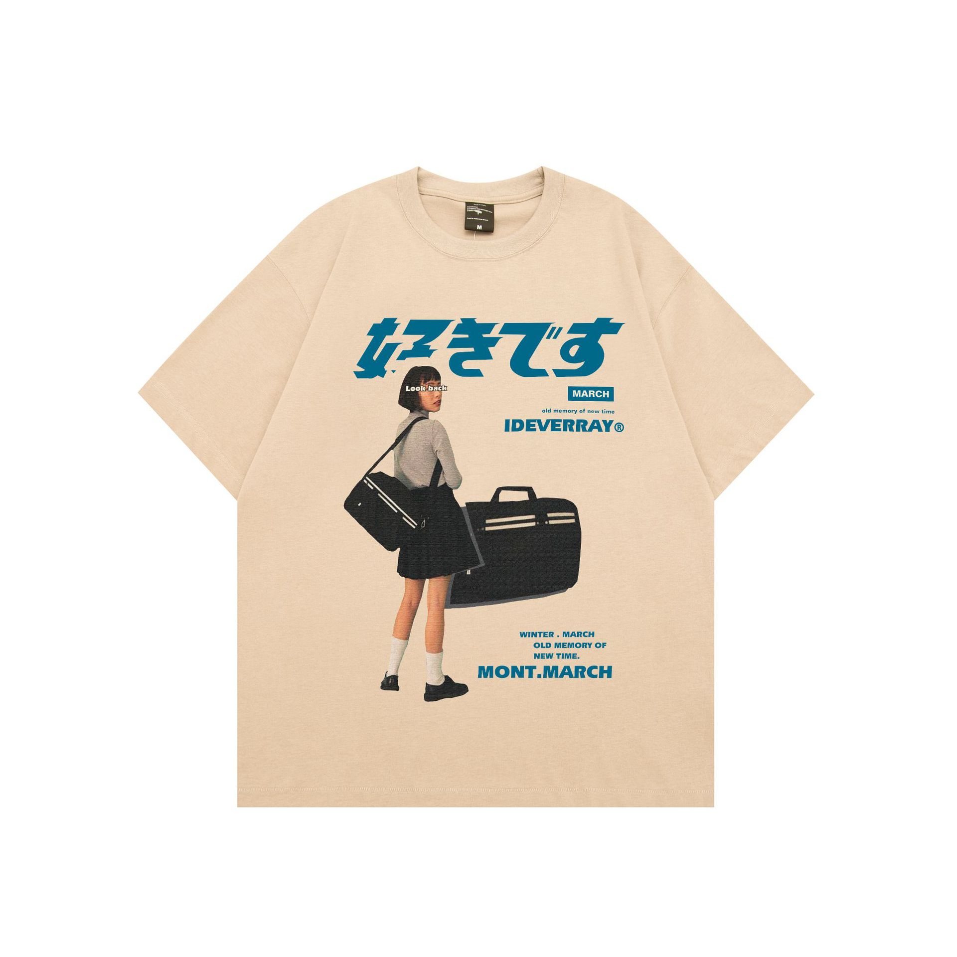 vunc爆款外贸日系复古潮牌男女t恤纯棉人物数码直喷200克短袖宽松