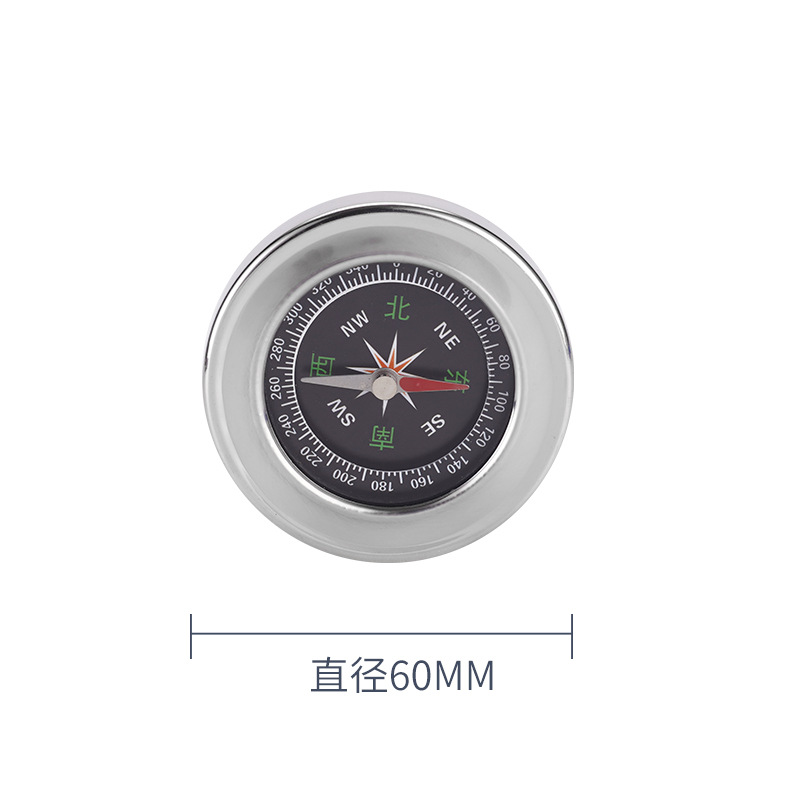 60mm Stainless Steel Chinese Compass English Compass Outdoor Equipment Teaching Aids Factory Direct Sales Gift