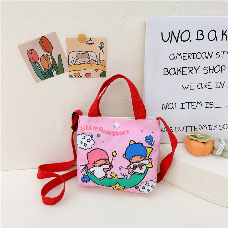 Children's Bag Boys and Girls Fashionable Handbag Versatile Cartoon Canvas Bag Travel Cute Casual Handbag