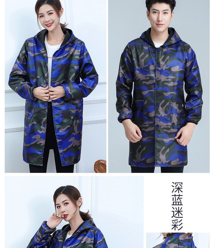迷彩男女士工作服秋冬季罩衣新款围裙加绒加厚防水油污大褂护衣