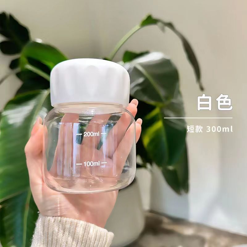 Internet Celebrity Chubby Cup Borosilicate Glass Shake Cup with Scale Coffee Cup Portable Mini Cute Water Glass