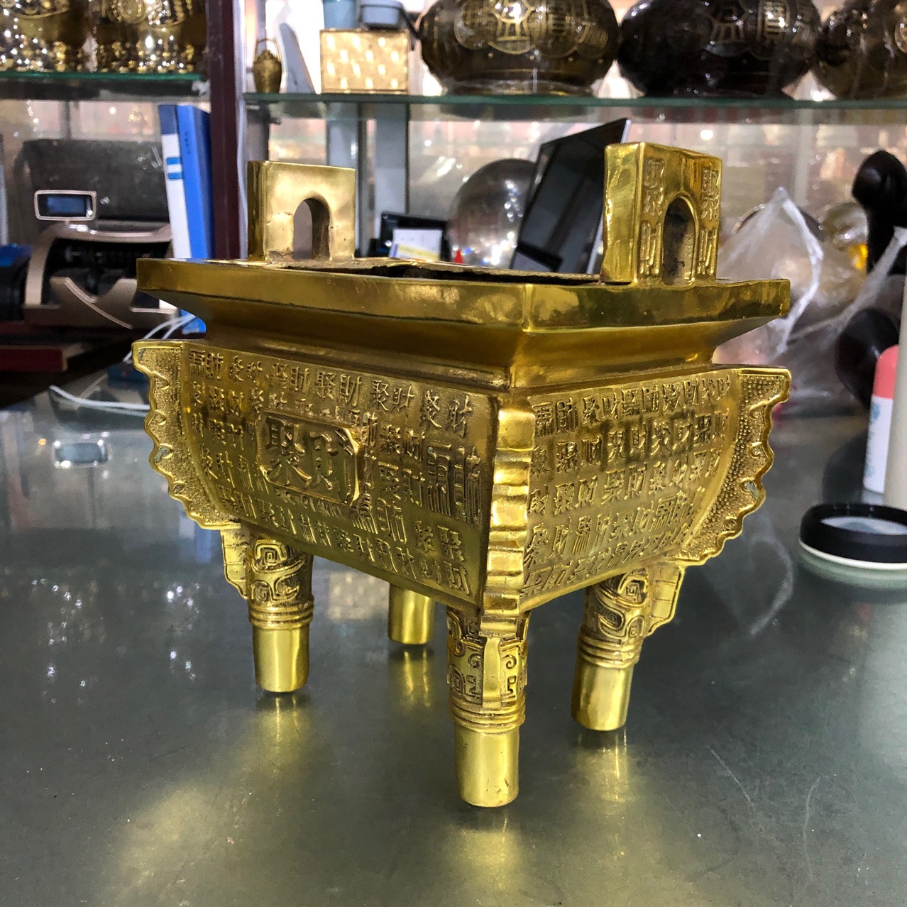 步步莲花 纯铜聚财鼎家居摆件