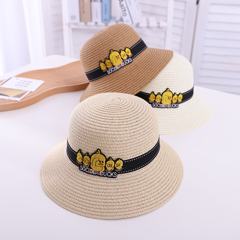 Spring and Summer Boys and Girls Billycock Straw Hat Fashion Fisherman Hat Children Sun Protection Sun Hat Outdoor Beach Hat