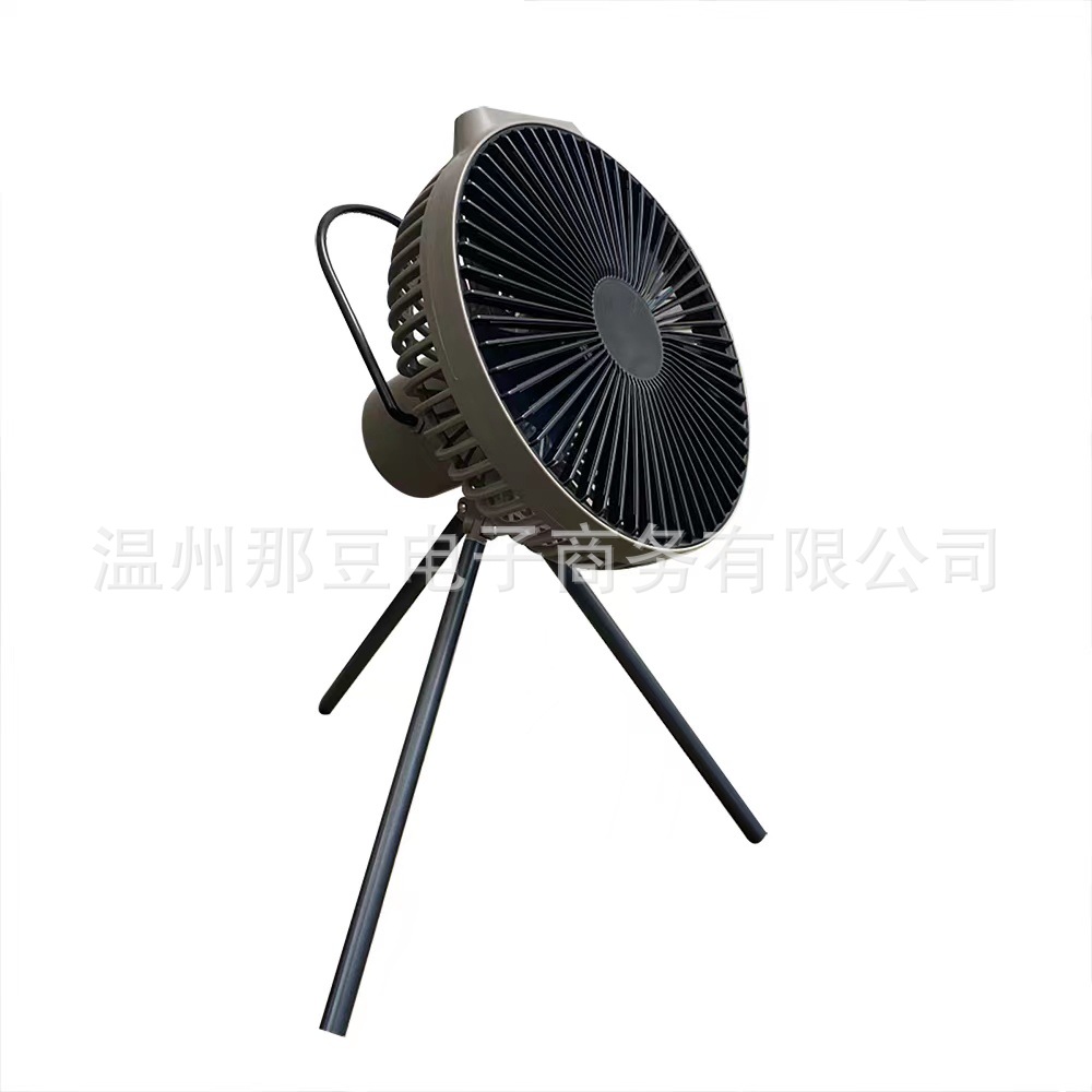 Cross-Border Camping Fan Outdoor Indoor Convenient Folding Rechargeable Large Wind Smart Timing Hanging Little Fan