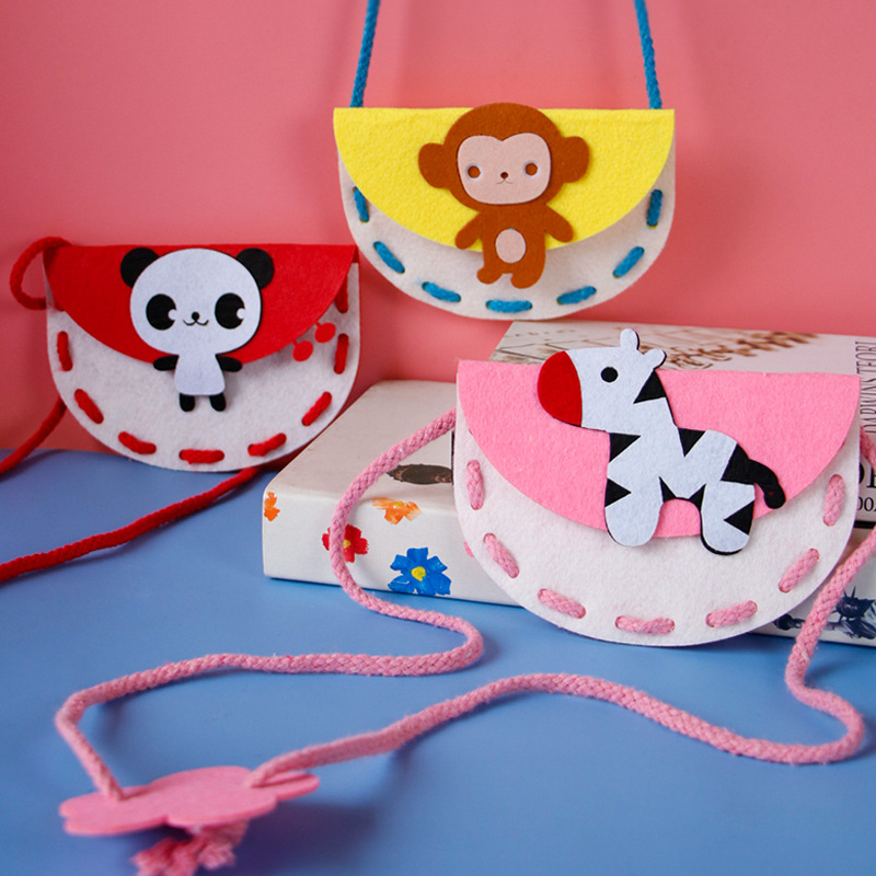 不织布包包 幼儿园儿童手工课卡通动物简单制作diy创意粘贴材料包