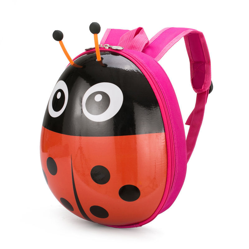 2023 New Egg Shell Children's Bags Western Style Ladybug Pattern Kindergarten Boys and Girls Students Class Backpack