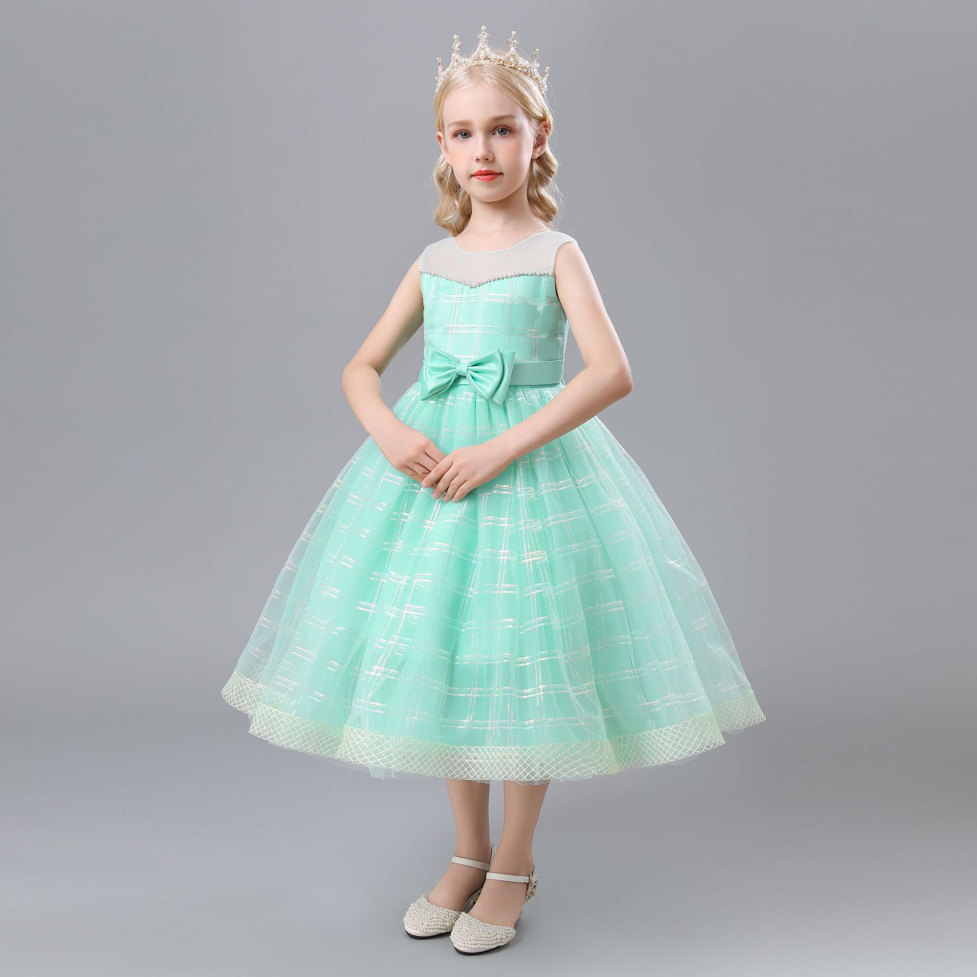 童装女童礼服圣诞节儿童长款公主裙花童婚纱晚礼服children gown