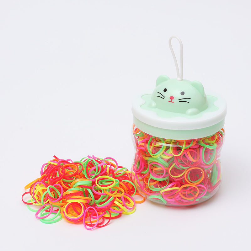 Korean Style Disposable Hair Band Rainbow Color Not Easy to Break Children's Rubber Band Braid Durable Canned Little Hair Ring Wholesale