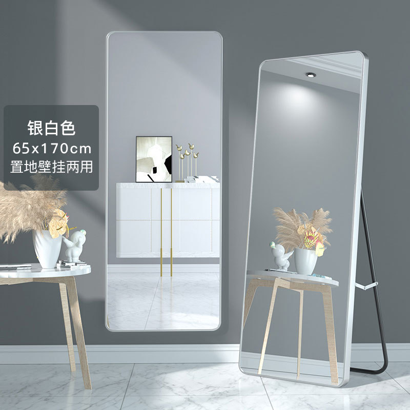 Full-Length Mirror Dressing Floor Mirror Home Wall Mount Wall-Mounted Girl Bedroom Makeup Wall-Mounted Three-Dimensional Full-Length Mirror Custom