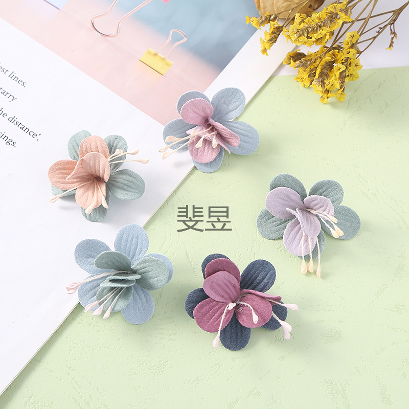 three-dimensional two-color microfiber flower handmade diy hair accessories clothing semi-finished accessories children‘s ornaments barrettes accessories